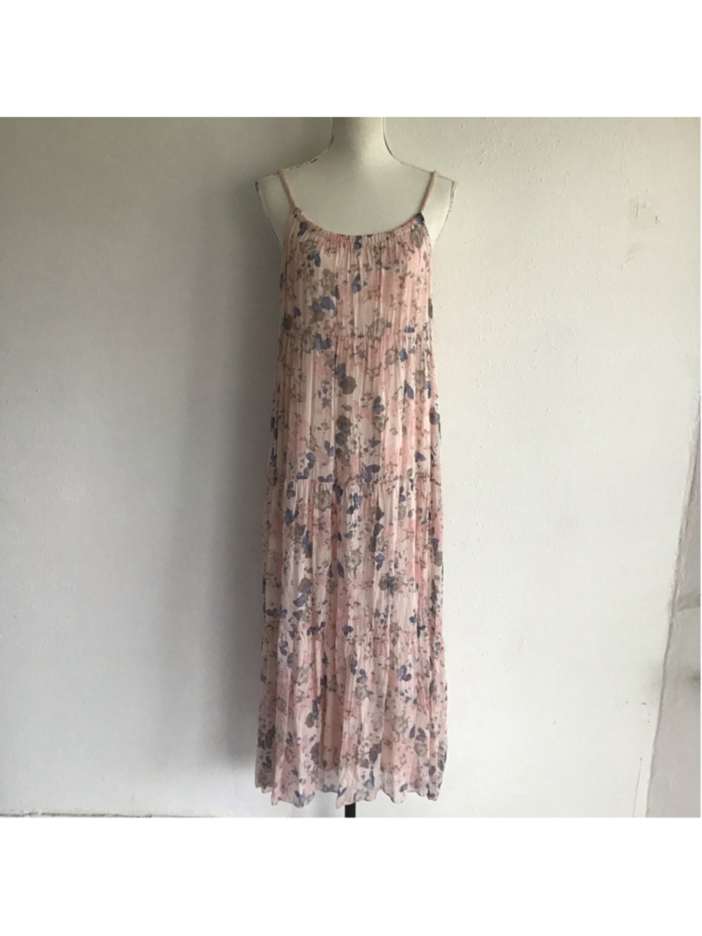 Elena Baldi Women's Fun Floral Boho Maxi Dress Size M Pink and Blue